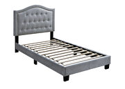 Gray velvet upholstery queen bed by Poundex additional picture 2