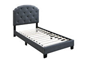 Charcoal burlap upholstery full size bed by Poundex additional picture 2