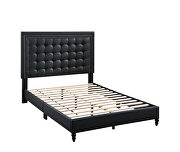 Upholstery queen bed in black faux leather by Poundex additional picture 2