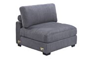 Wide-welt gray corduroy fabric modular sectional sofa by Poundex additional picture 4