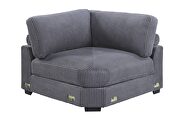Wide-welt gray corduroy fabric modular sectional sofa by Poundex additional picture 5