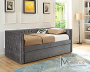 Gray tufted twin size daybed w/ trundle & platforms additional photo 2 of 1