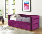 Violet tufted twin size daybed w/ trundle & platforms additional photo 2 of 1
