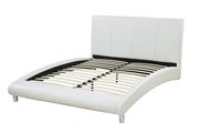 White leatherette platform bed in casual style by Poundex additional picture 2