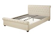 Cream leatherette platform bed by Poundex additional picture 2