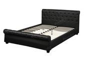 Black leatherette platform bed by Poundex additional picture 2