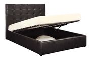 Tufted button chocolate leatherette platform bed by Poundex additional picture 2