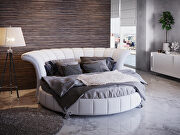 Elegant white pvc leather round bed by SofaCraft additional picture 2