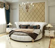 Elegant white pvc leather round bed by SofaCraft additional picture 3