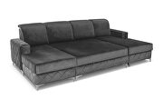 Velvet gray fabric large double chaise sectional sofa by Skyler Design additional picture 3