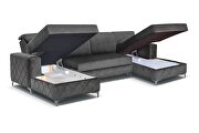 Velvet gray fabric large double chaise sectional sofa by Skyler Design additional picture 4