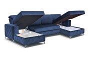 Velvet blue fabric large 2-sided chaise sectional sofa by Skyler Design additional picture 4