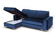 Sleeper sectional sofa in blue velvet fabric left-facing by Skyler Design additional picture 3