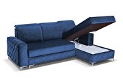 Sleeper sectional sofa in blue velvet fabric right-facing by Skyler Design additional picture 2