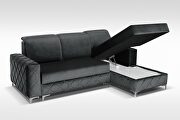Sleeper right-facing sectional sofa in gray velvet fabric by Skyler Design additional picture 3
