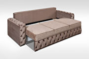 Tufted glam style sleeper sofa bed w/ storage in brown by Skyler Design additional picture 3