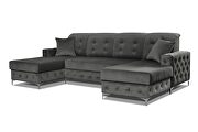 Velvet gray fabric 2 storage sectional sofa w/ double chaise by Skyler Design additional picture 2