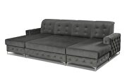 Velvet gray fabric 2 storage sectional sofa w/ double chaise by Skyler Design additional picture 3