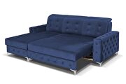 Tufted button design sleeper sectional sofa in blue by Skyler Design additional picture 3