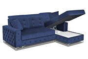 Tufted button design sleeper blue sectional sofa by Skyler Design additional picture 2