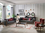 Exclusive leather sofa w/ rolled arms and tufted back additional photo 2 of 12