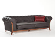 Exclusive leather sofa w/ rolled arms and tufted back additional photo 3 of 12