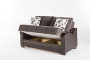 Drastic contemporary two-toned brown storage loveseat additional photo 2 of 2