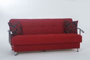 Red fabric sofa bed w/ storage and chrome arms by Istikbal additional picture 3