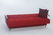 Red fabric sofa bed w/ storage and chrome arms additional photo 5 of 4