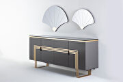 Contemporary glossy gray / gold buffet additional photo 2 of 3