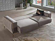Exclusive desing gold trim gray finish low profile sofa additional photo 3 of 13