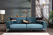 Exclusive desing gold trim green finish low profile sofa additional photo 2 of 15