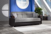Gray chenille fabric storage sofa w/ bed ability by Istikbal additional picture 2