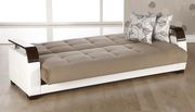 Modern lt brown fabric / cream pu sleeper sofa w/ storage by Istikbal additional picture 4