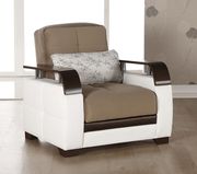 Modern lt brown fabric / cream pu sleeper sofa w/ storage by Istikbal additional picture 5