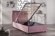Storage twin bed for kids in pink fabric by Istikbal additional picture 2