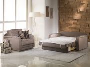 Pull-out loveseat sofabed in light brown fabric by Istikbal additional picture 2
