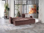 Modern brown fabric sleeper sectional w/ storage additional photo 4 of 9
