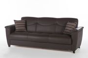 Dark brown leatherette sofa bed with storage by Istikbal additional picture 2
