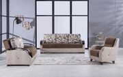 Brown/cream convertible sofa bed with storage additional photo 2 of 9