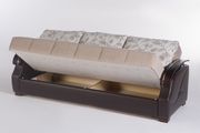 Tan/espresso covertible sofa bed with storage additional photo 4 of 7