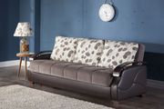 Two-toned brown convertible sofa bed with storage additional photo 2 of 4