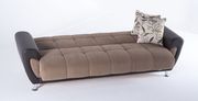 Gray microfiber convertible sofa w/ storage additional photo 5 of 12