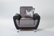 Gray microfiber convertible chair w/ storage additional photo 4 of 6