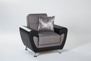 Gray microfiber convertible chair w/ storage additional photo 5 of 6