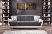 Gray Microfiber / Bycast Leather Sofa additional photo 3 of 6