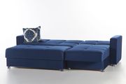 Blue microfiber sectional sofa with sleeper & storage by Istikbal additional picture 3