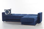 Blue microfiber sectional sofa with sleeper & storage additional photo 4 of 6