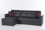 Black leatherette sectional sofa with sleeper & storage additional photo 4 of 6