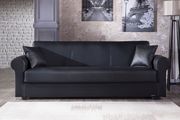 Convertable storage sofa in black leatherette by Istikbal additional picture 2